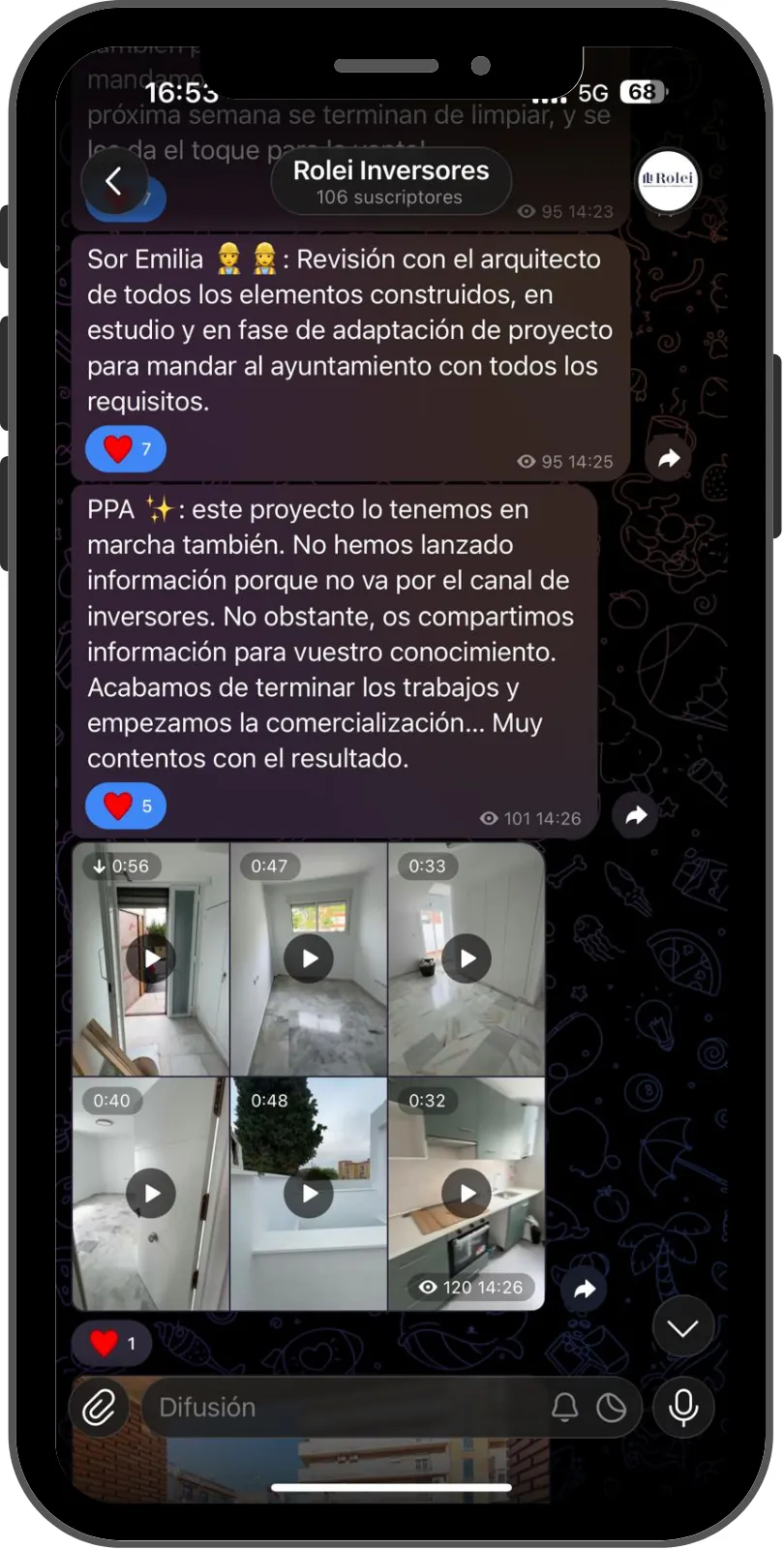 Chat del grupo de inversores Rolei